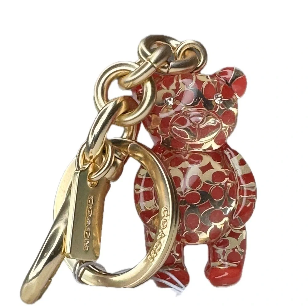 Coach Resin Gummy Bear Bag Charm Gold/Wine CK062 Keychain - Picture 8 of 16